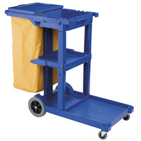 Edoates Janitor Trolley Drk Blu W/ Lid