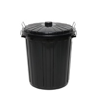 Edco Plastic Garbage Bin With Lid Black 55l [Size: 55l]