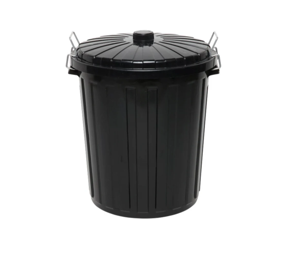 Edco Plastic Garbage Bin With Lid Black 55l 