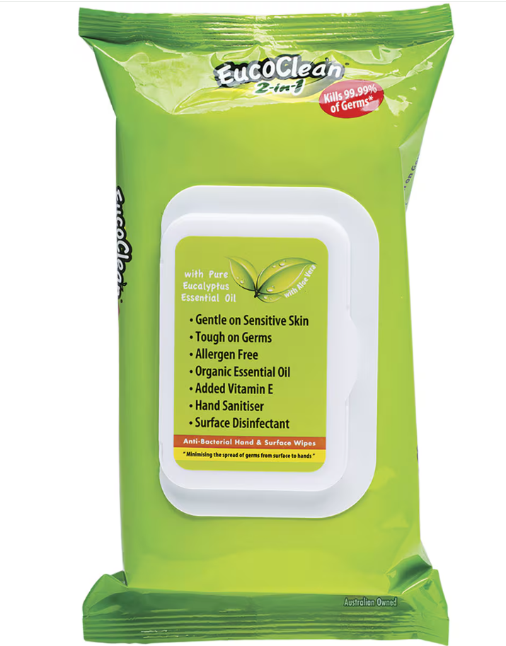 Eucoclean 2 In 1 Antibacterial Wipes