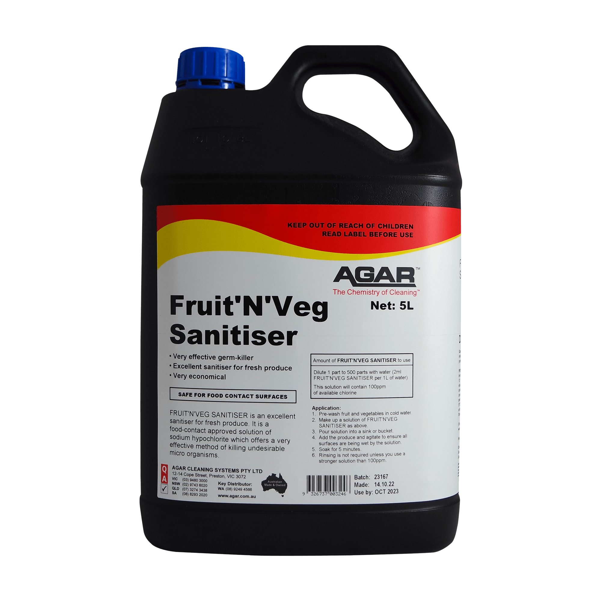 Agar Fruit N Veg Sanitiser 20l