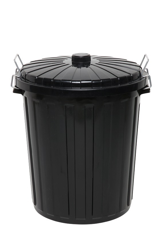 Edco Plastic Garbage Bin With Lid Black