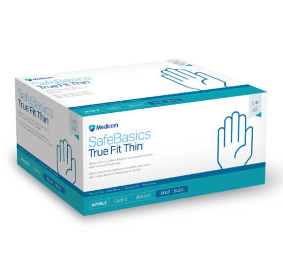 Medicom True Fit Thin Blue Nitrile Powder Free Glove