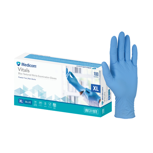 Medicom Vitals Blue Nitrile Powder Free Glove M