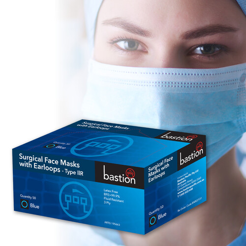 Bastion Surgical Mask W/ Earloops - Blue