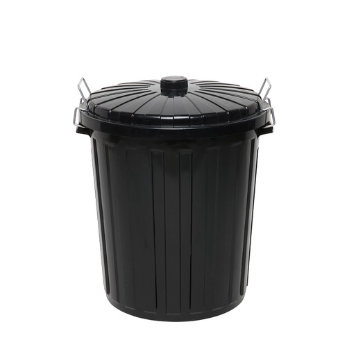 Edco Plastic Garbage Bin With Lid Black 55l [Size: 55l]