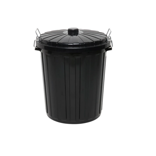 Edco Plastic Garbage Bin With Lid Black 55l 