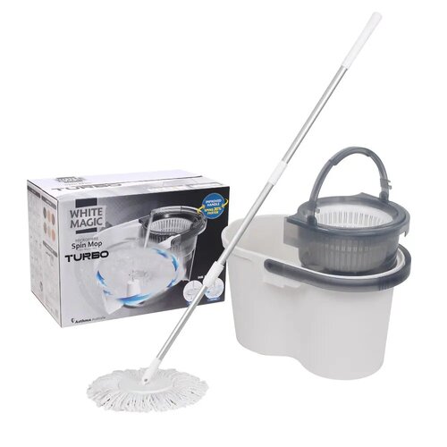 White Magic Turbo Spin Mop Hand Press